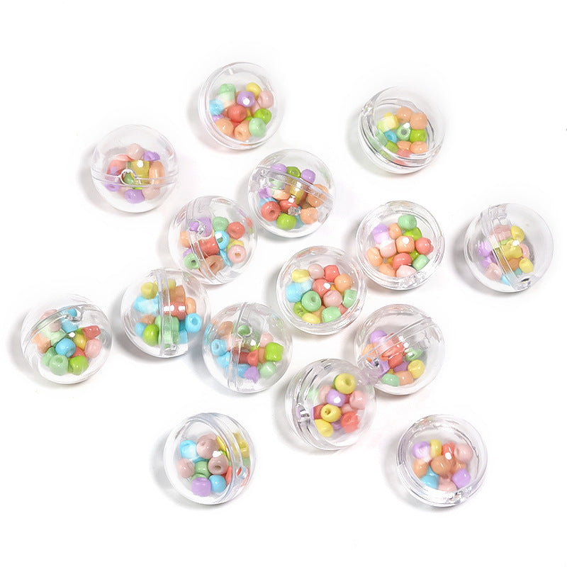 Wholesale 25pcs Rice Beads Filled Bubble Ball Through Hole Round Beads